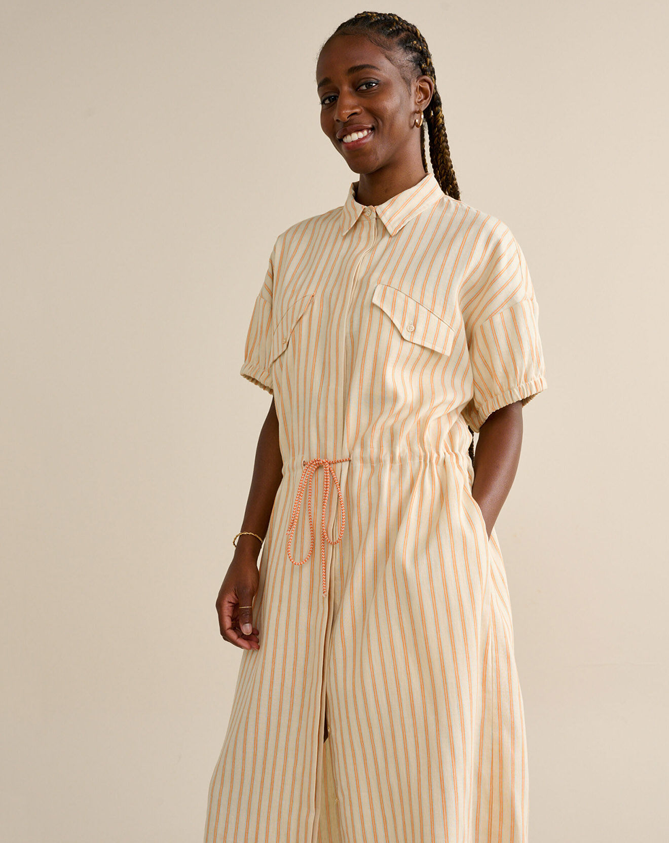 Bellerose Robe chemise en Lin & Coton Varia rose