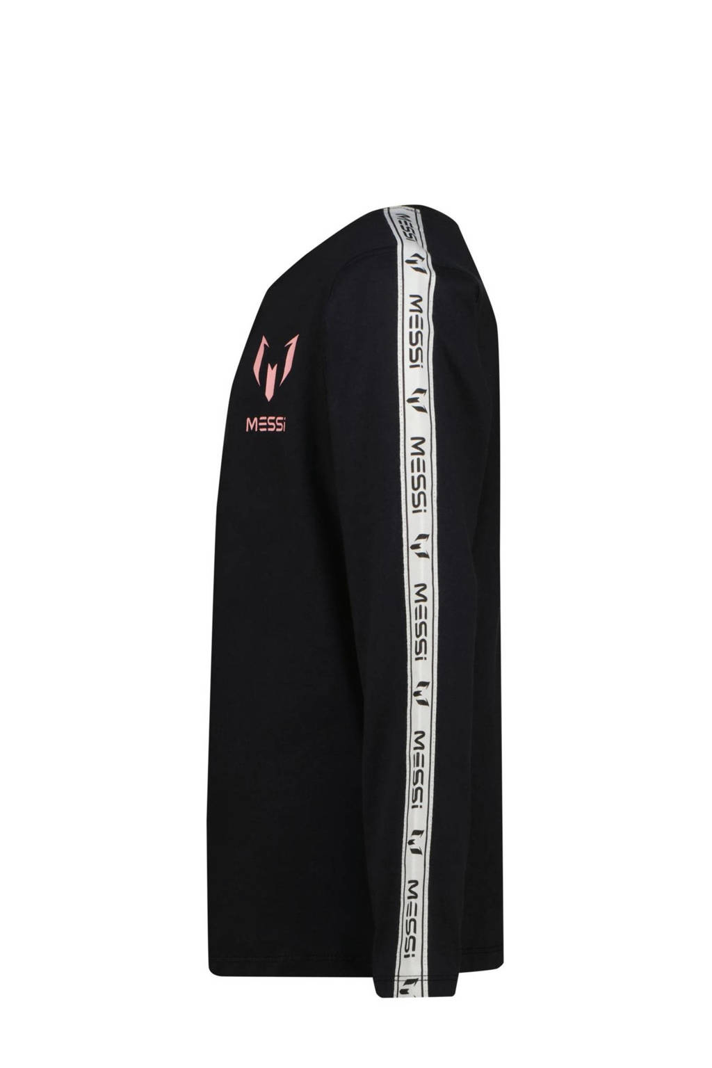 Messi longsleeve Nerol met contrastbies zwart/lichtroze