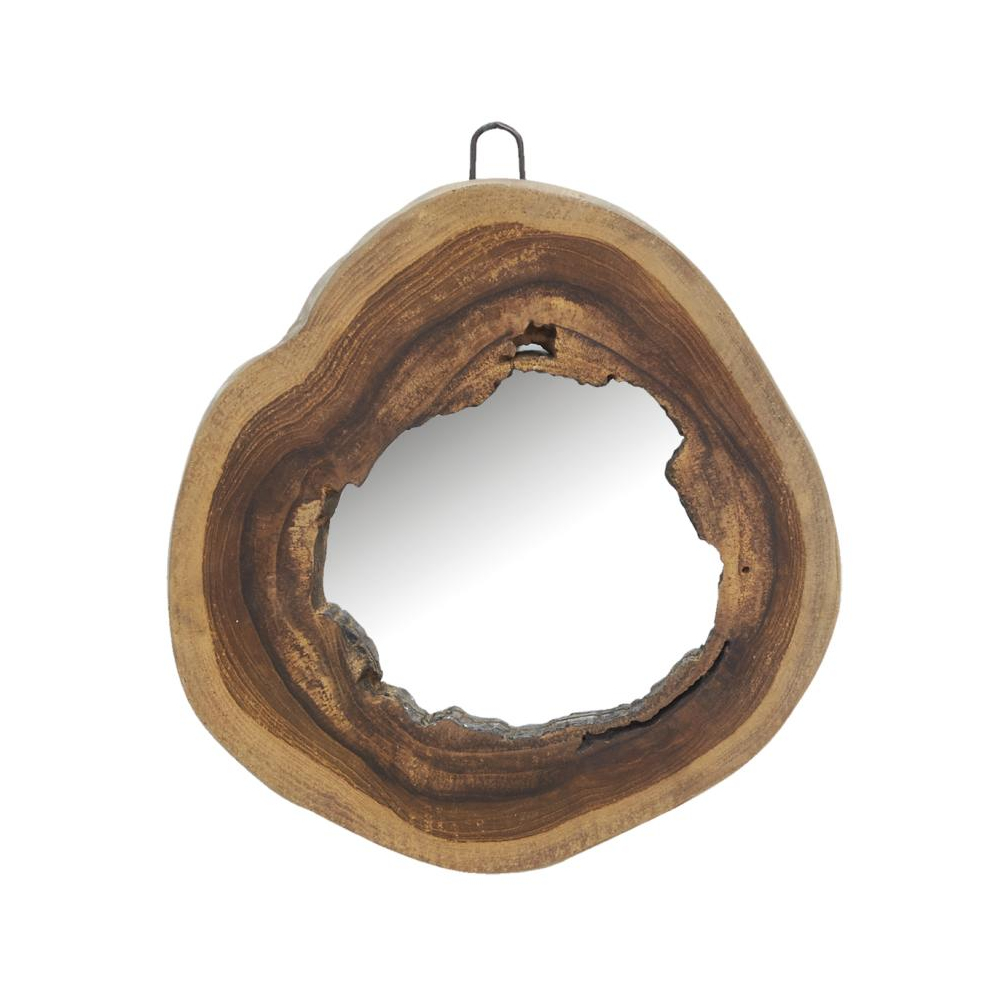 Miroir rond en teck naturel