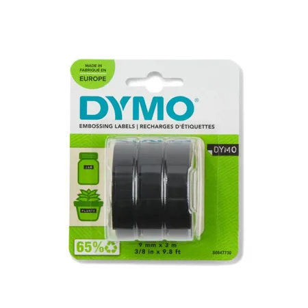 Dymo Prägeband glänzend, schwarz, 9 mm x 3 m, 3 Stück