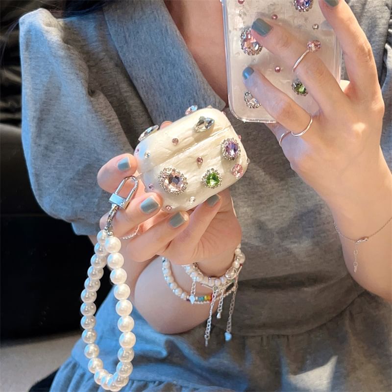 Edgin - Strass AirPods / Pro oortelefoonhoesje / Kunstparelband / Set