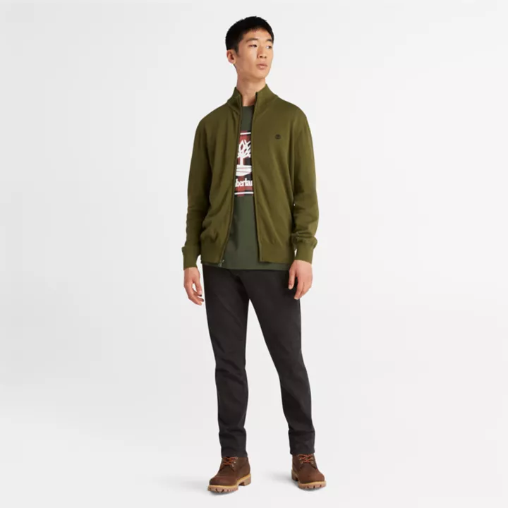 Pull zippé Williams River pour homme en vert