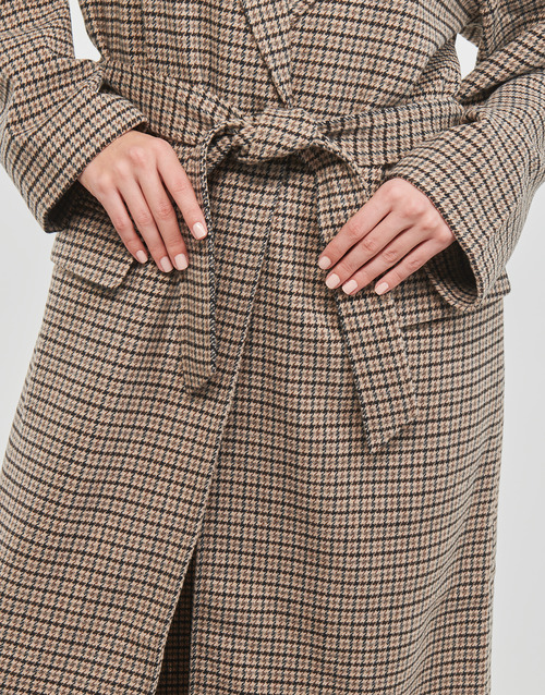 Only - ONLLIPA L/S LONG BELT CHECK COAT CC PNT - Noir
