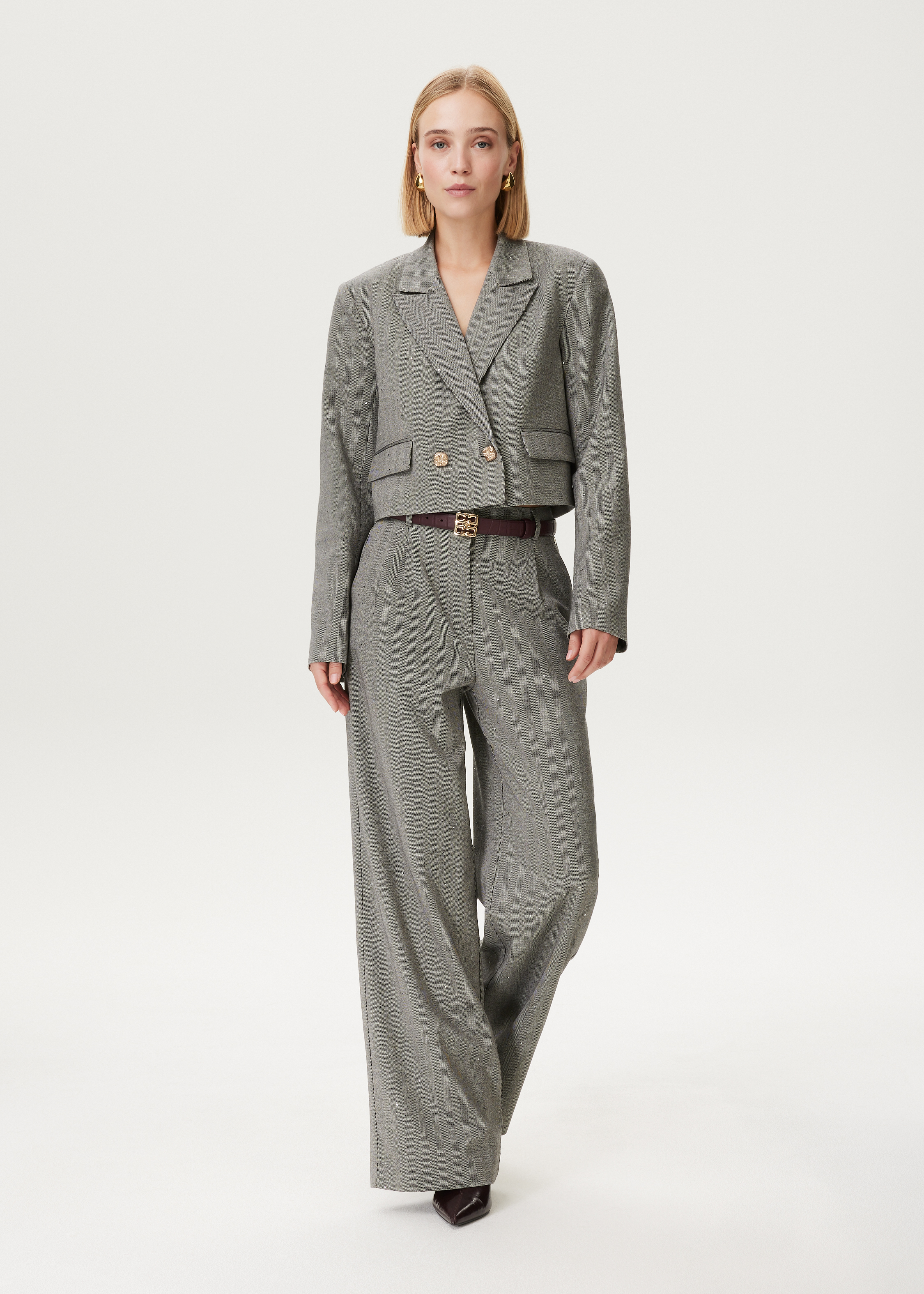 Cropped blazer met glittertjes