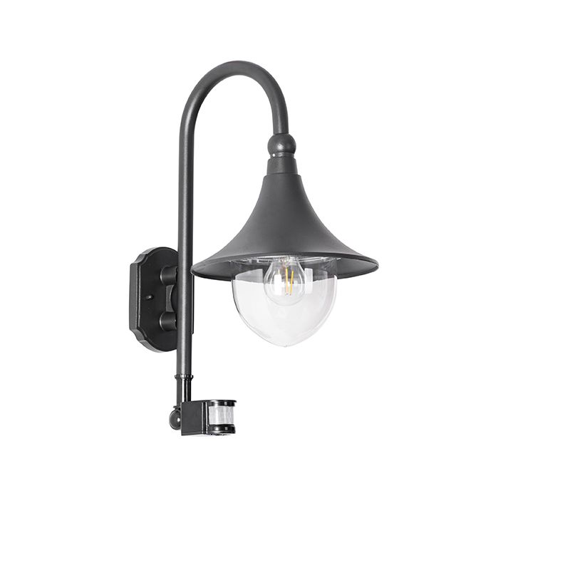 Buiten wandlamp zwart IP44 incl. bewegingsmelder - Daphne