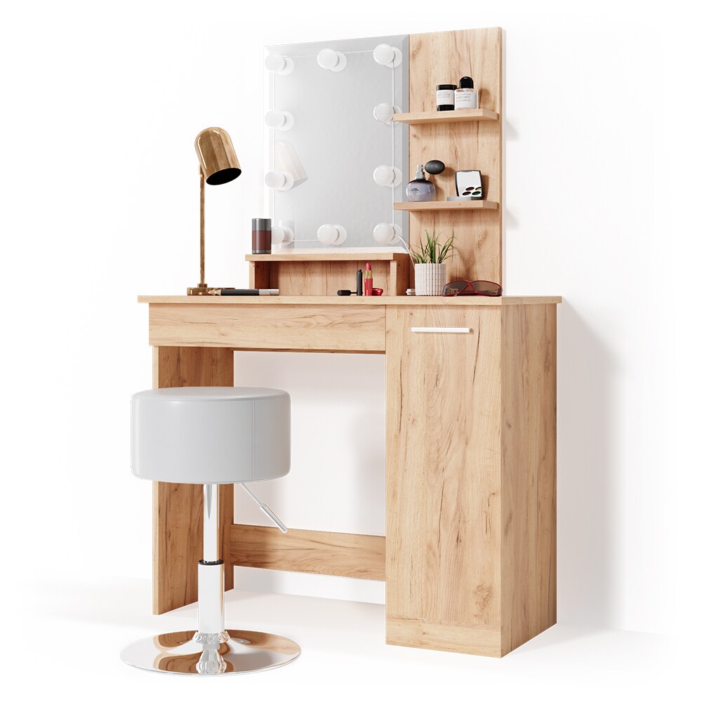 VICCO LED Schminktisch JULIA Frisierkommode Frisiertisch Spiegel Eiche Hocker