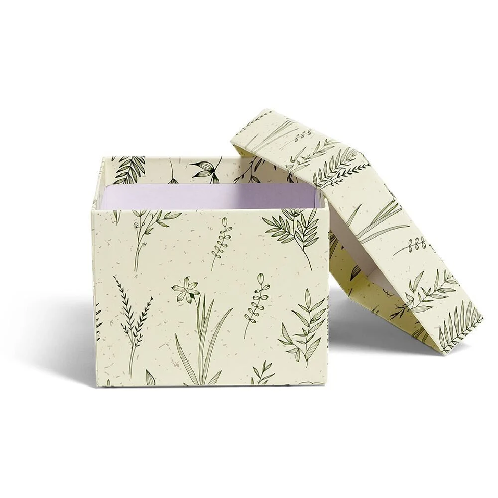 Boîte en carton motif végétal 13x13xH10cm