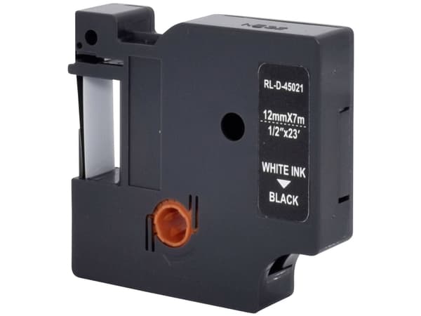 Renkforce RF-6027830, Hvitt på svart, Permanent akryl, Kontinuerlig etikett, D1, Sort, DYMO