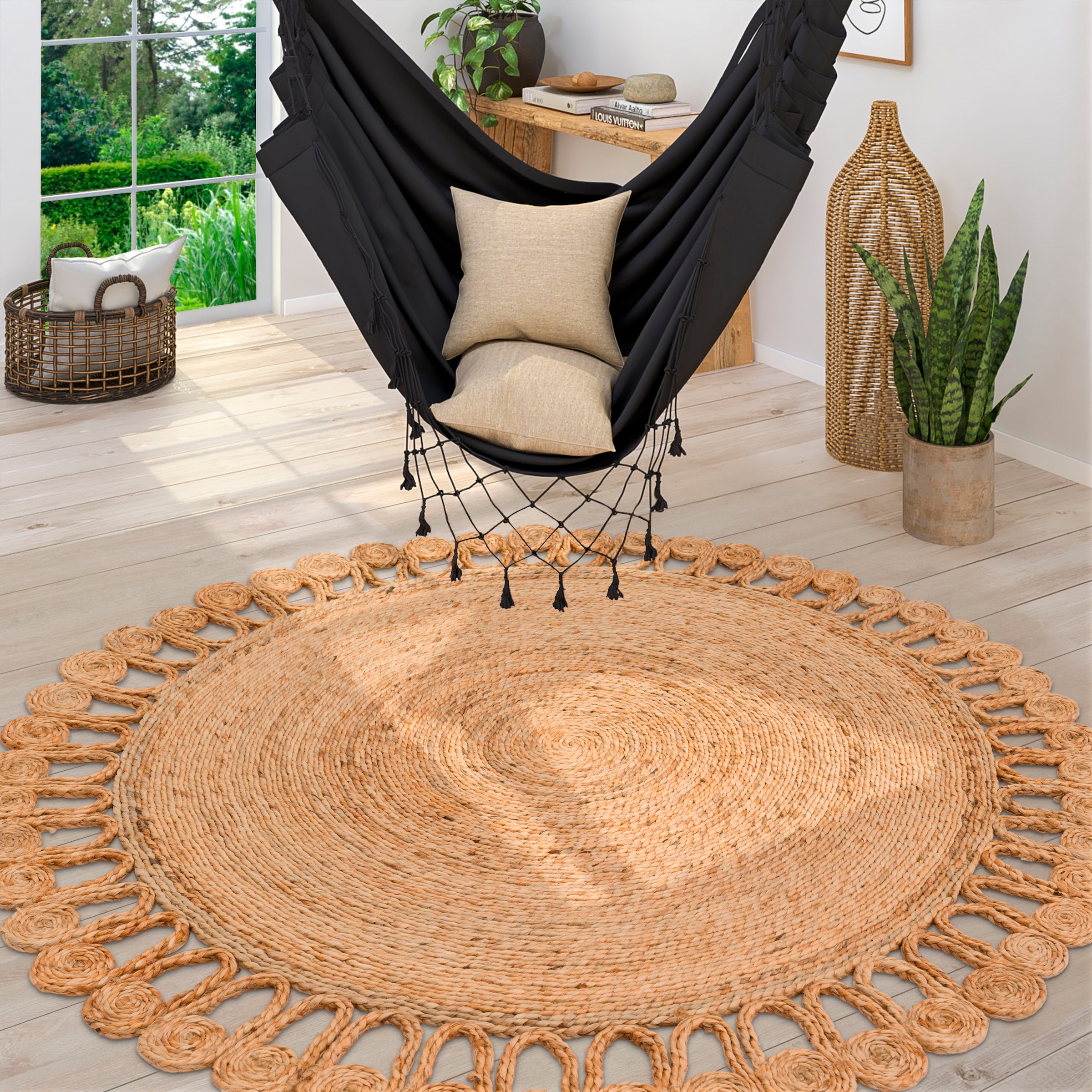Paco Home Teppich »Viborg 597« rund 13 mm Höhe handgefertigter Natur-Teppich, Jute, Modern, Boho, Ethno