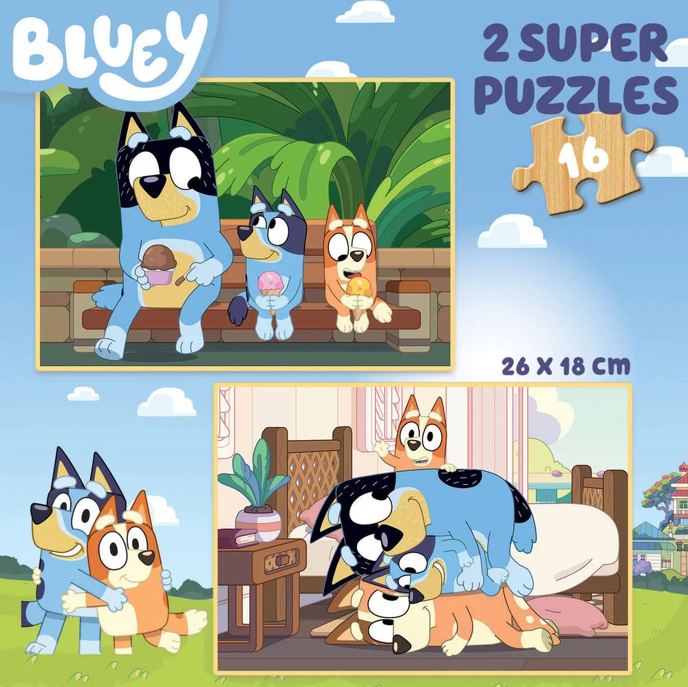 BLUEY PUZZLE BOIS - 2 X 16 PIECES