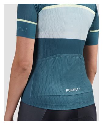 Maillot Manches Courtes Velo Rogelli Impress II Femme Bleu/Jaune