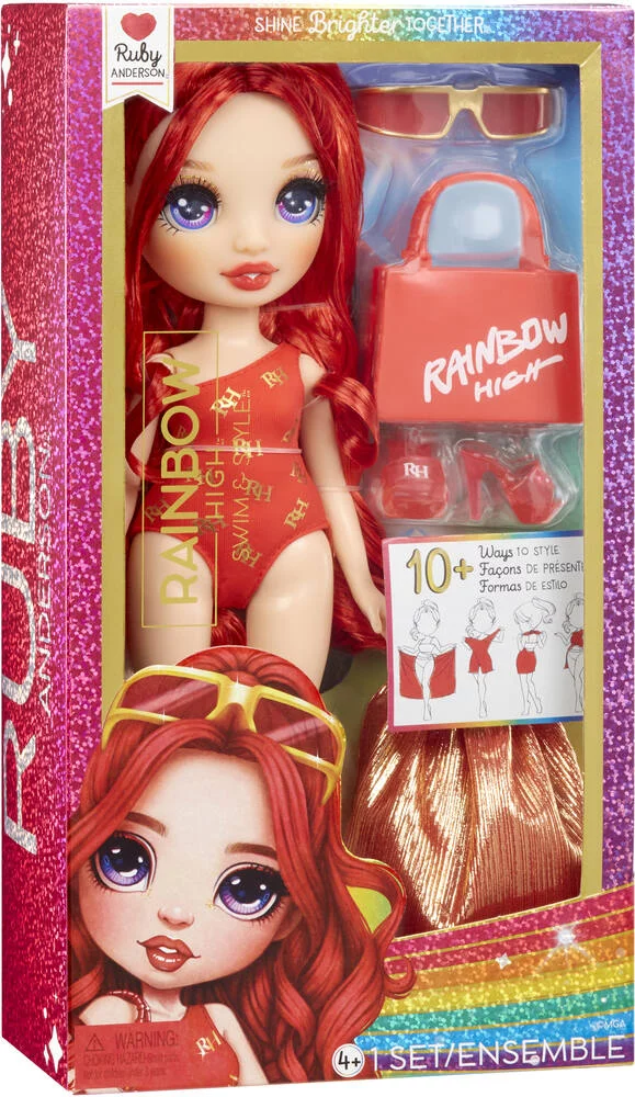 RAINBOW HIGH SWIM ET STYLE POUPEE MANNEQUIN 27CM - RUBY ROUGE