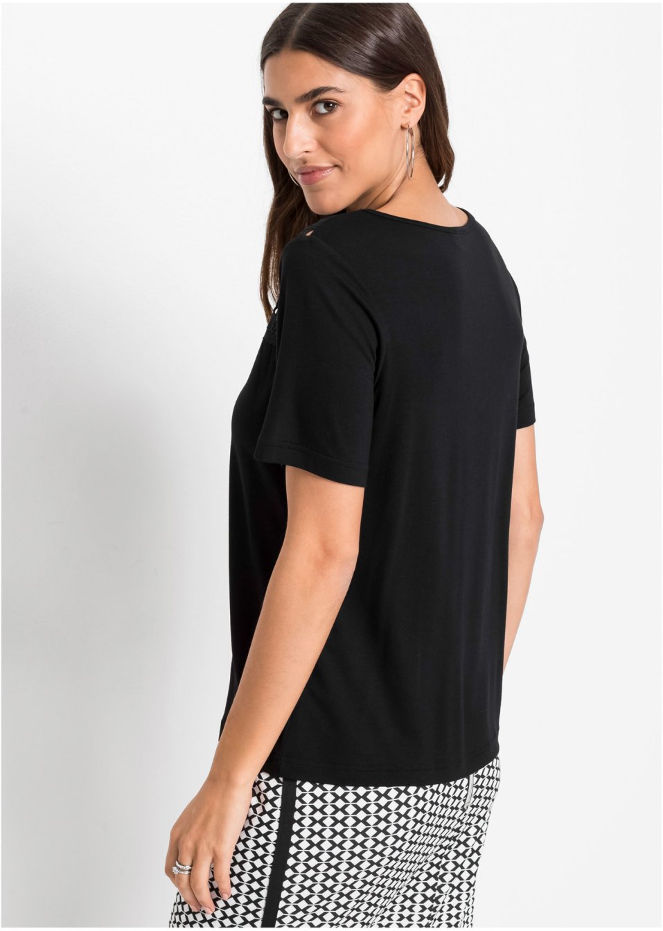 T-shirt à dentelle, manches courtes