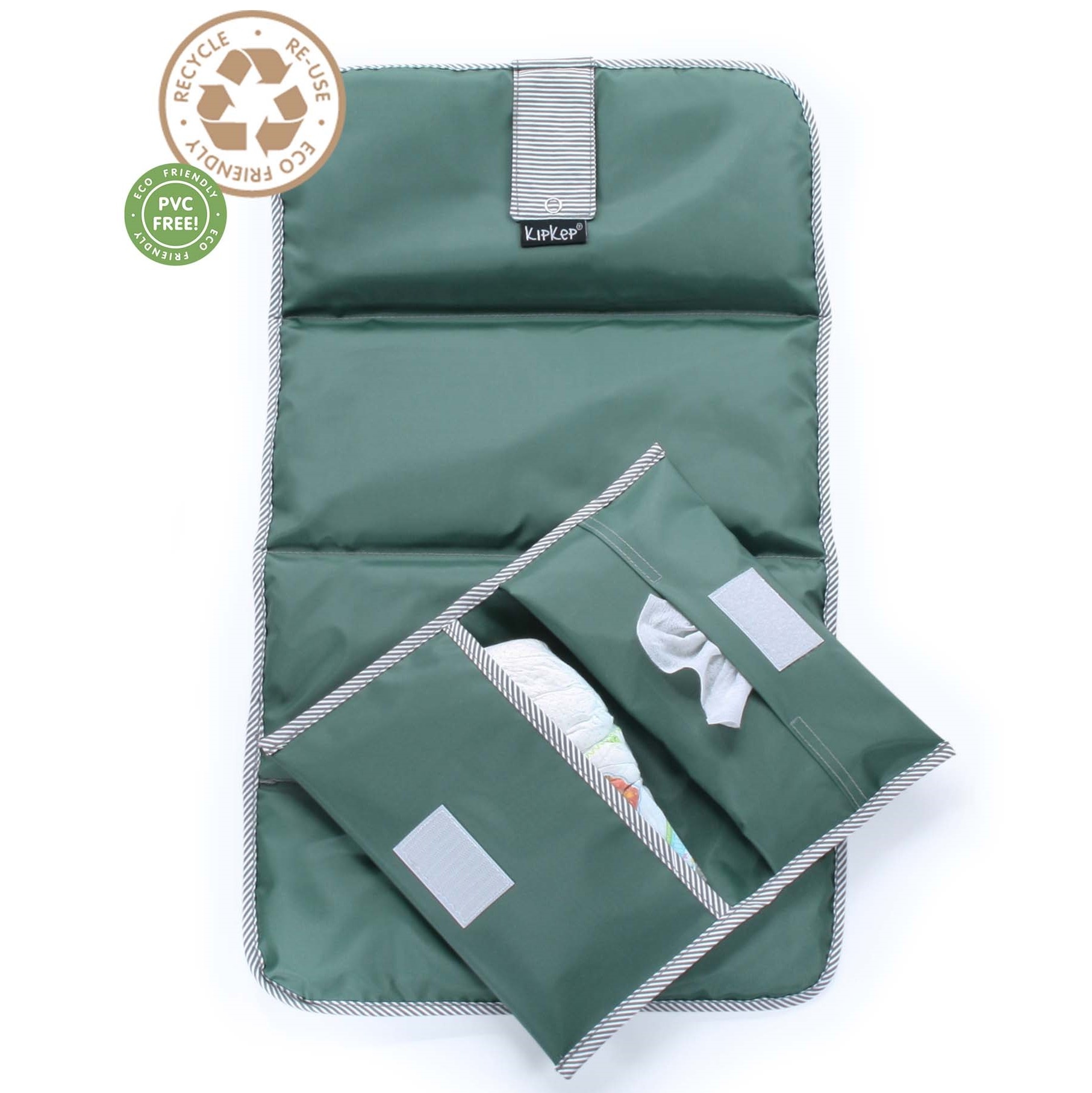 KipKep verschoningsmatje+luieretui combiset Calming Green