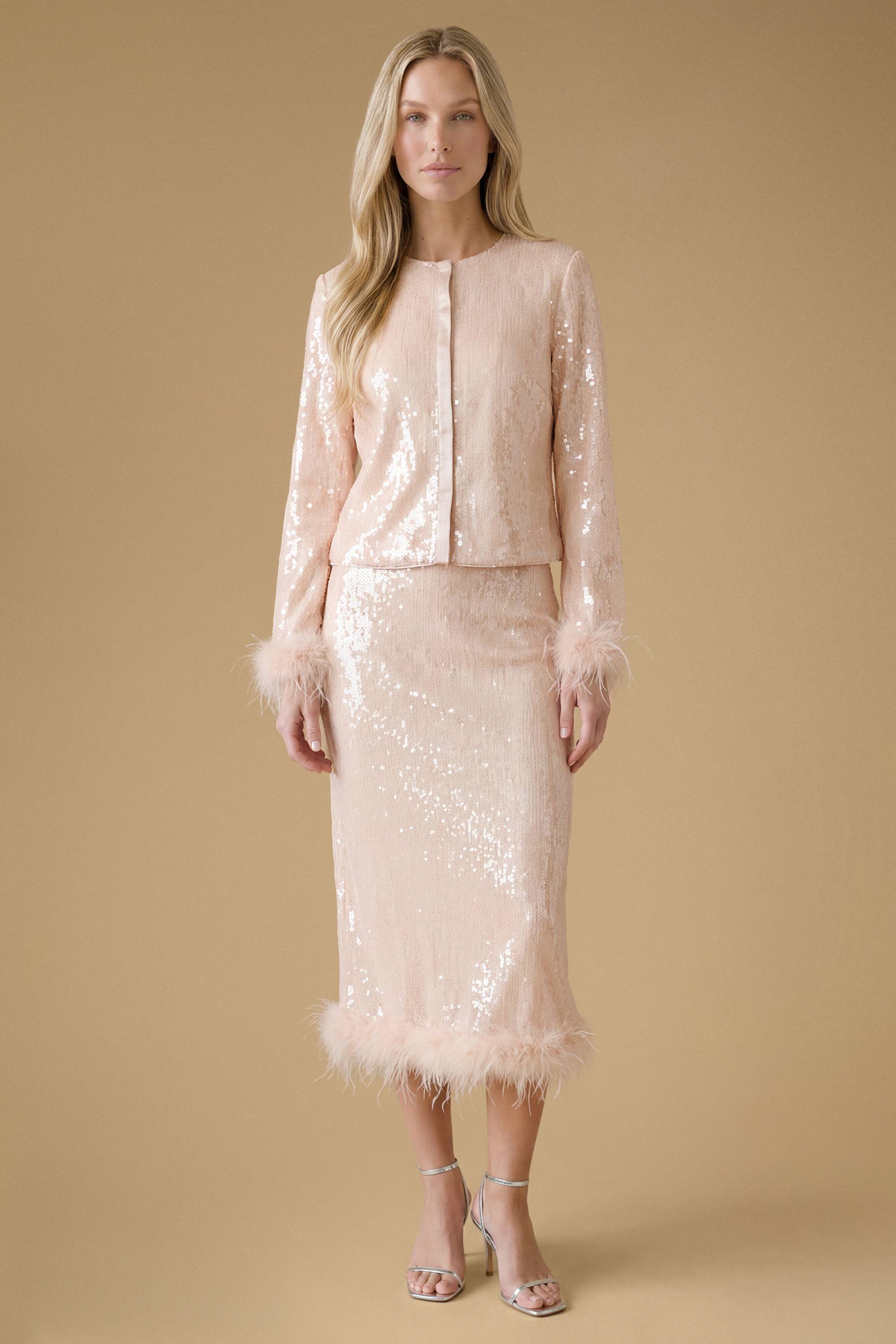 Oasis Haut À Manchettes En Plumes Et Sequins Premium Pour Enterrement De Vie De Jeune Fille