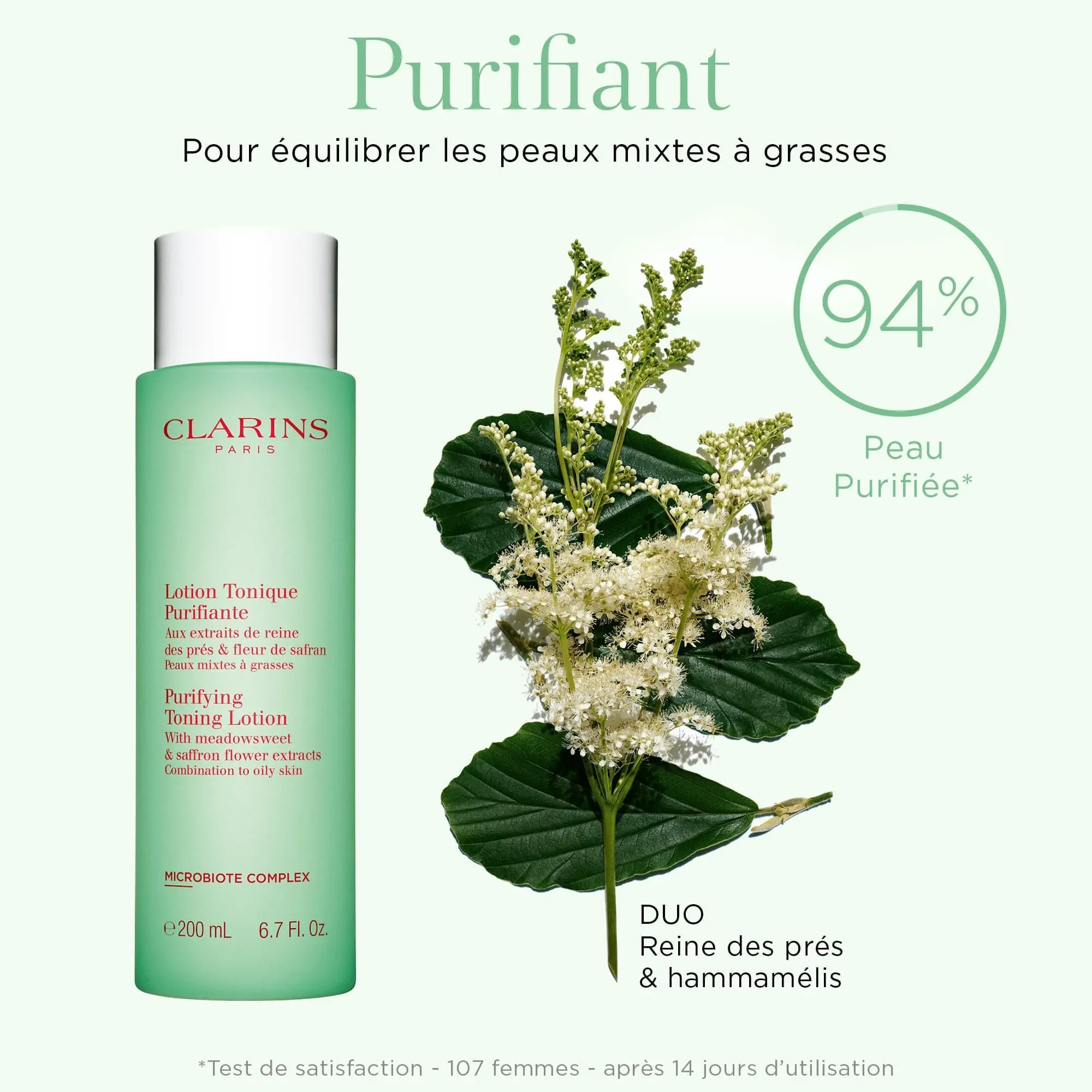 Clarins - Lotion Tonique Purifiante Aux extraits de reine des près & fleur de safran- Visage