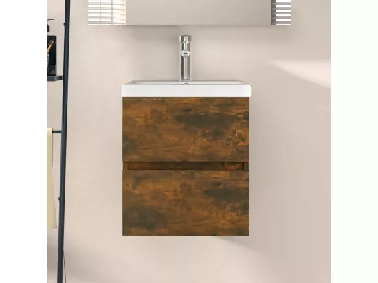 Armoire d'évier Chêne fumé 41x38,5x45 cm Bois d'ingénierie