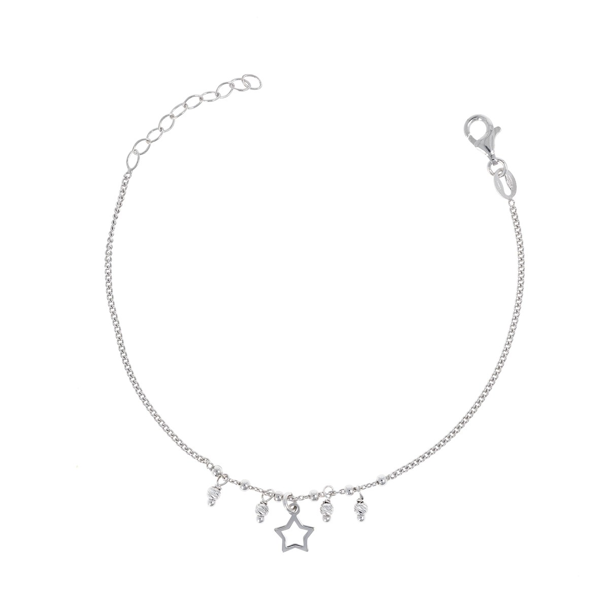Bracelet argent rhodié breloque réglable 17cm + 3cm