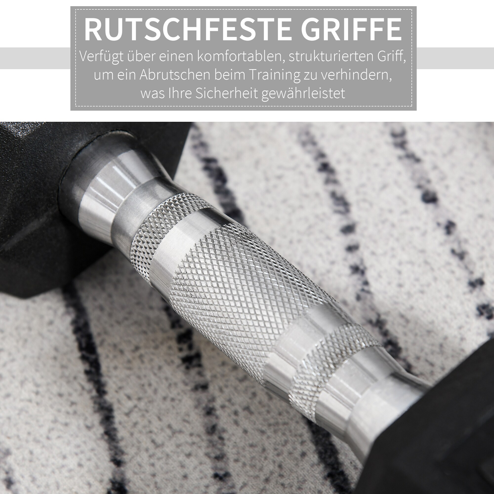 HOMCOM Kurzhantel 2er Set in Hexagon Form schwarz, silber 11,5B x 11,5T x 8H cm