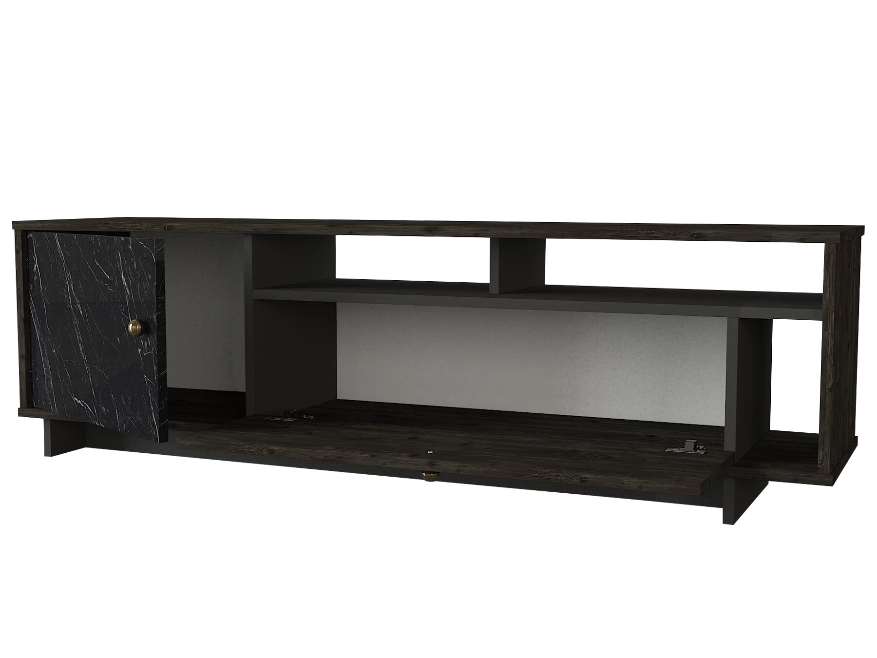 TV Lowboard Artem Rebab Braun Dunkelgrau ( Marmor Optik )