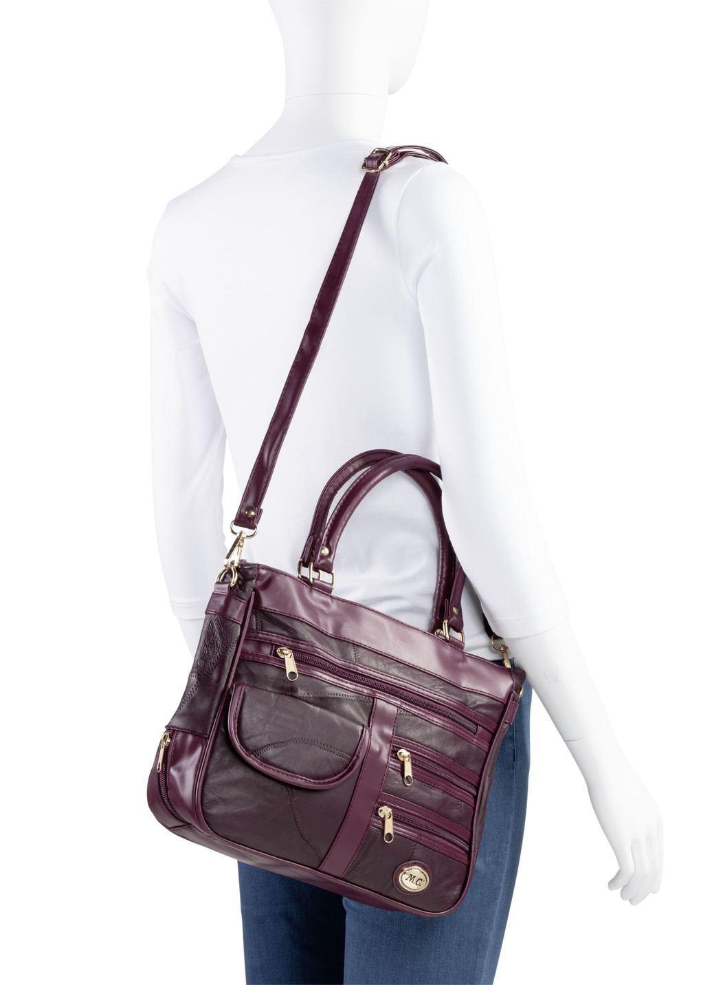 Patchwork-Tasche mit abnehmbarem Umhängeriemen