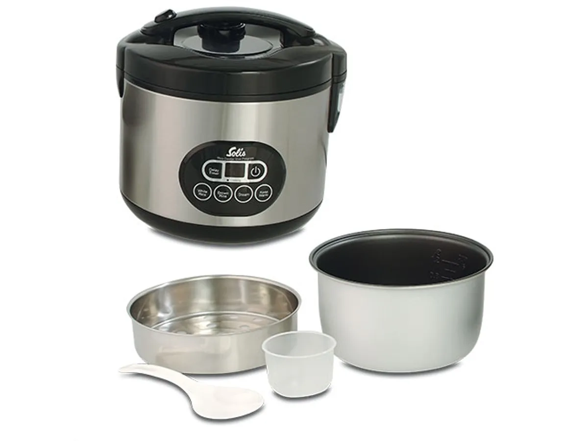 (1.2l) Rice Cooker Duo Program Typ 817 Edelstahl Reiskocher Dampfgarer Maschine inkl. Reislöffel / Messbecher (97929) - Silber