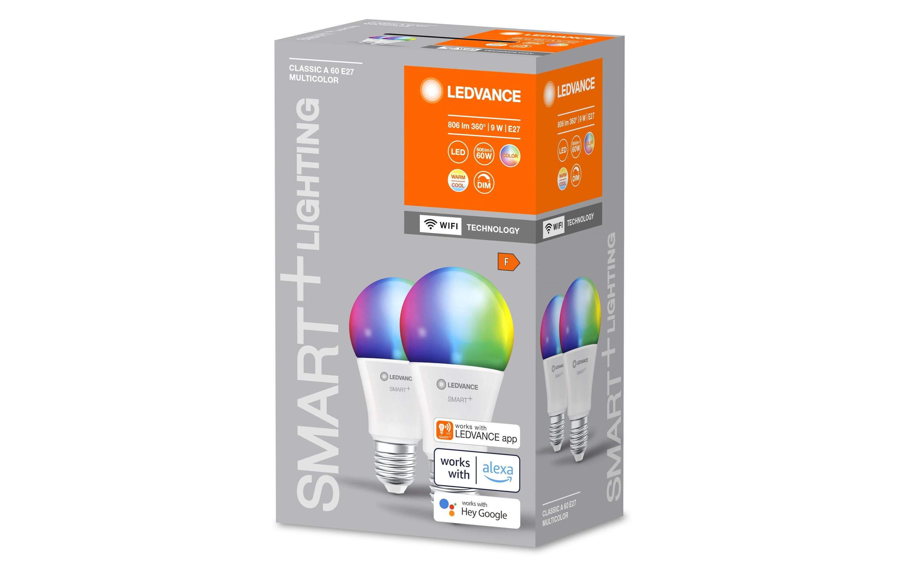 Leuchtmittel SMART+ WiFi Classic A60, E27, RGBW, 2 StückKlassische Kolbenform mit WiFi-Technologie