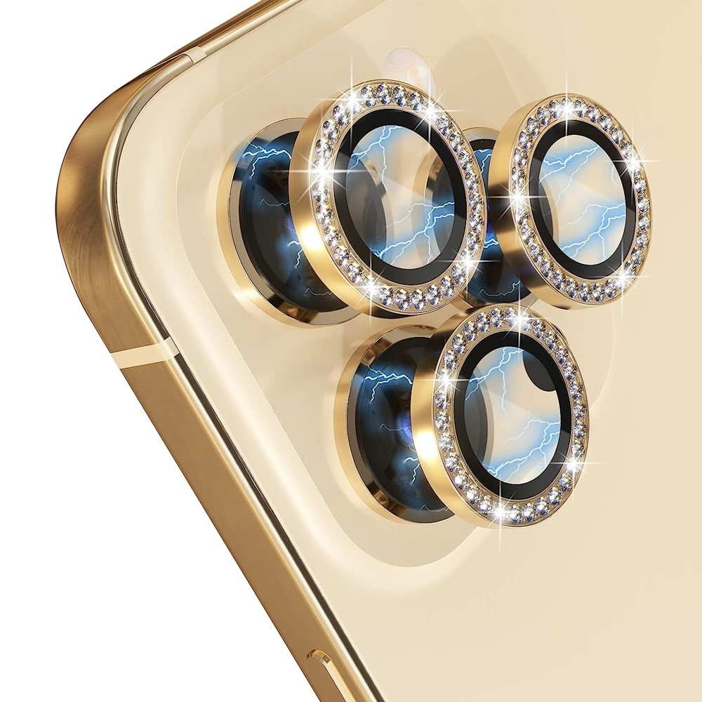 iPhone 14 Pro / iPhone 14 Pro Max Kameraschutz Objektiv Ring Protector Glitzer Abdeckung - Gold