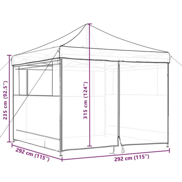 vidaXL Sammenleggbart partytelt pop-up med 4 sidevegger beige