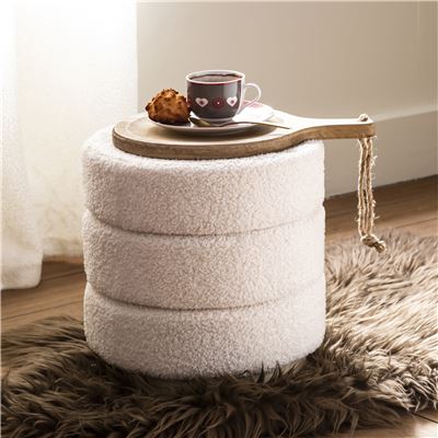 Pouf rond bouclette
