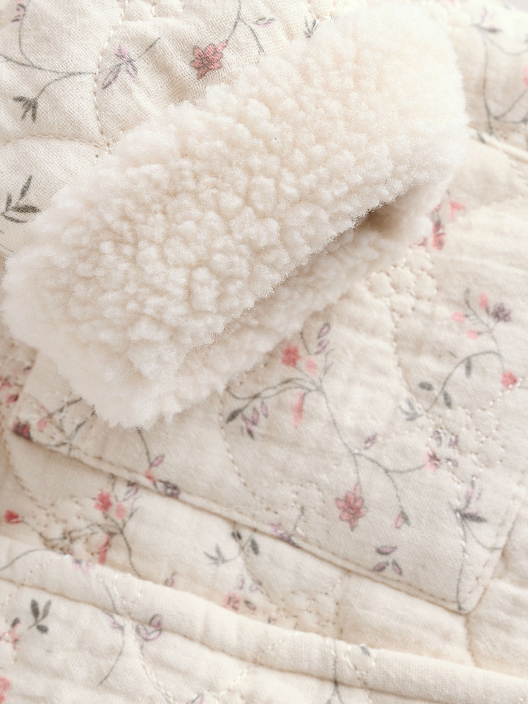 Ecru met bloemenmotief - Baby jas van jersey met kreukeltextuur (0mnd-2jr)