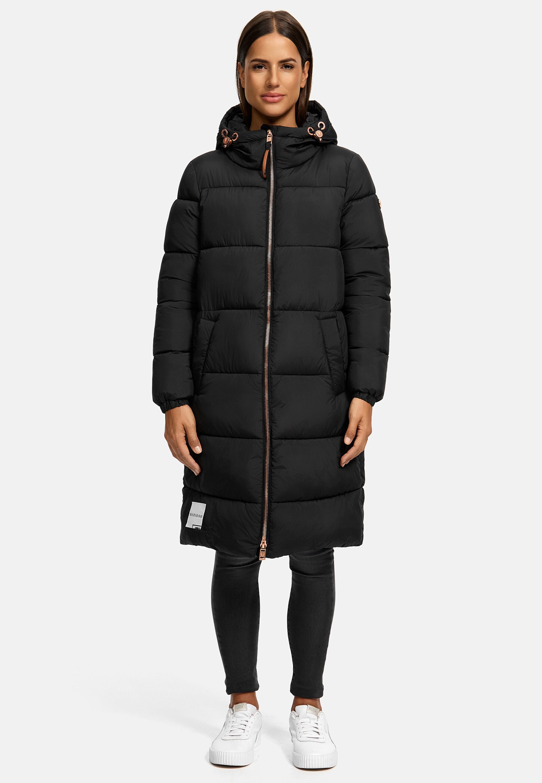 MARIKOO Damen Winter Steppmantel Stepp Jacke Mantel Parka warm mit Kapuze Nomadiaa