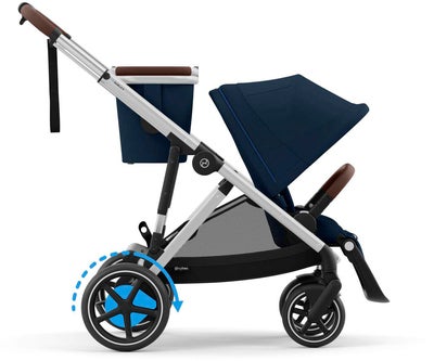 Cybex e-Gazelle S Søskenvogn inkl. Liggedel, Ocean Blue/Silver