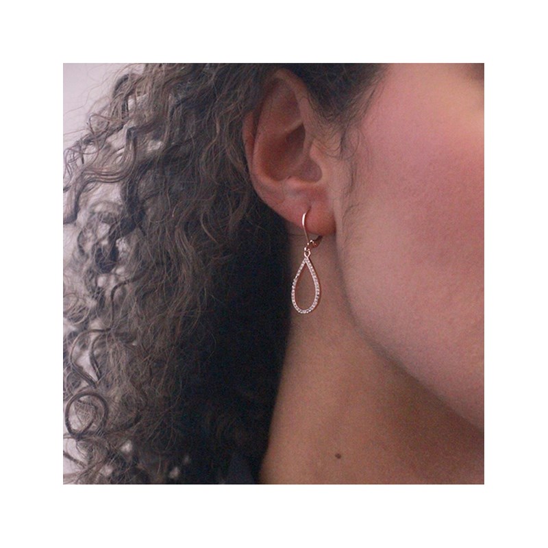 Boucles d'oreilles Laelia Dangling Hoop - Or Rosé et cristal