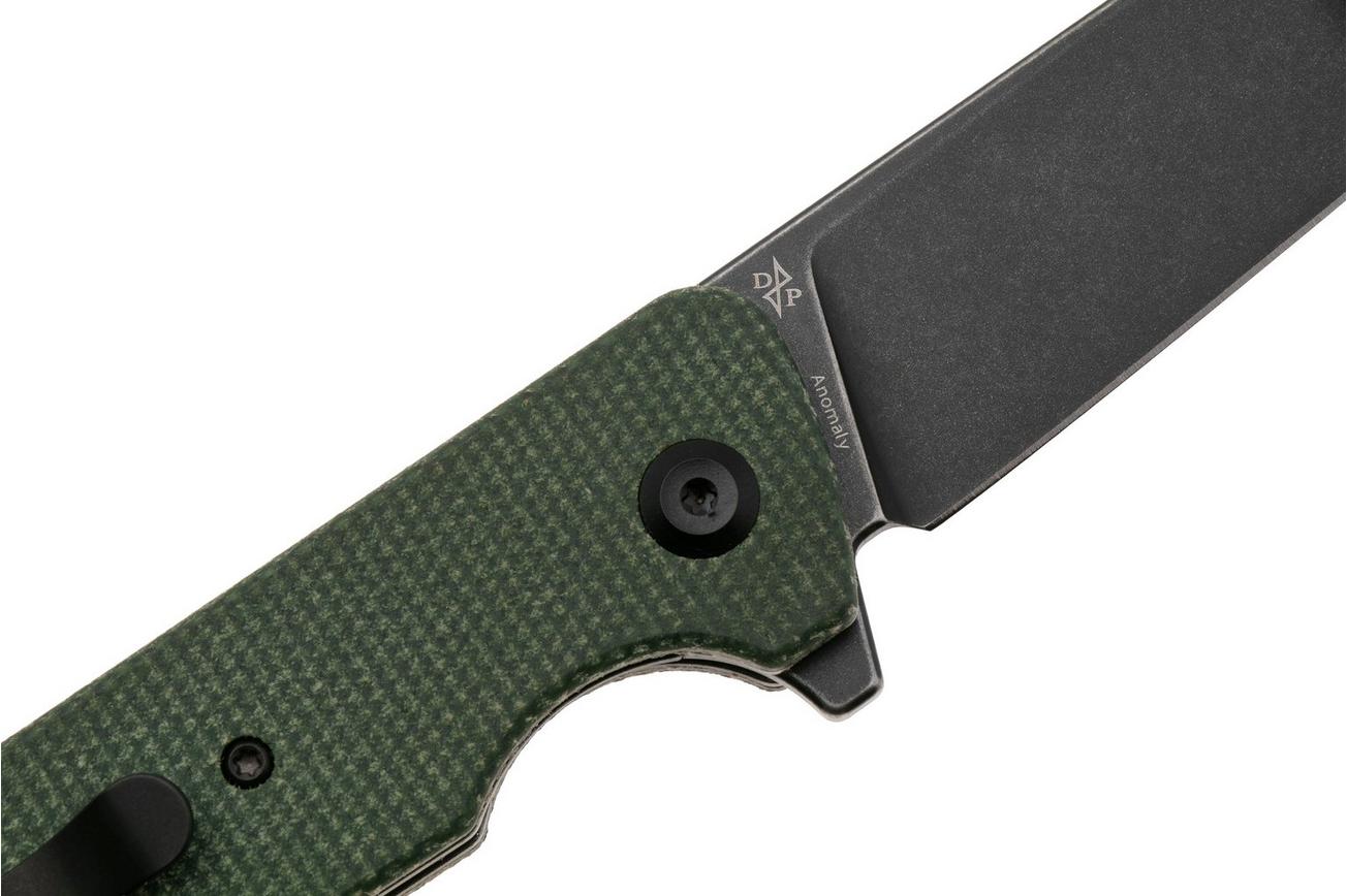 Tenable Knives Anomaly T2038A2 Blackwashed NItro-V, Green Micarta, zakmes, Pinkerton Knives design