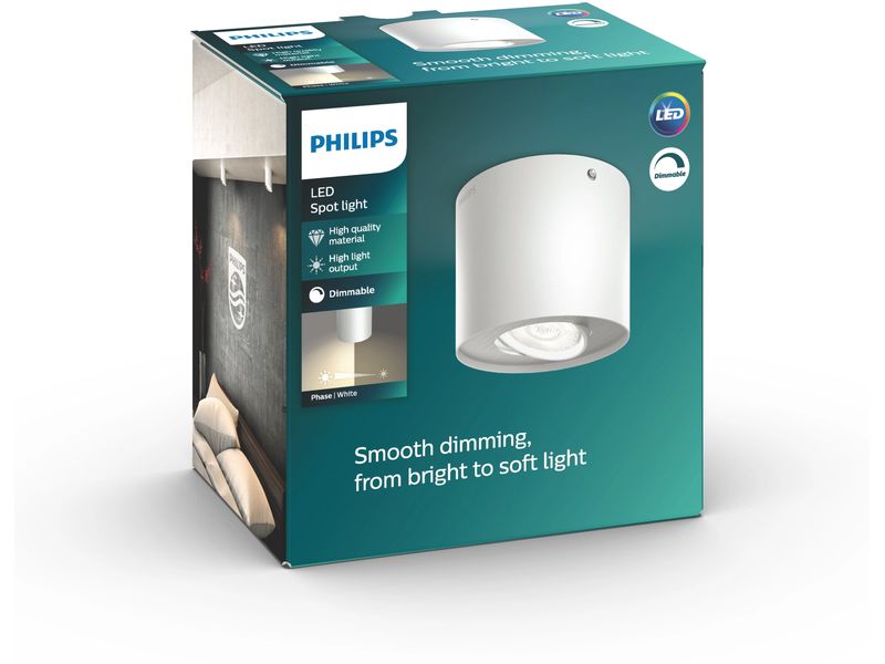 Philips Aufbauspot myLiving Phase 53300/31/16 Weiss Deckenspot mit beweglichen Leuchtenköpfen