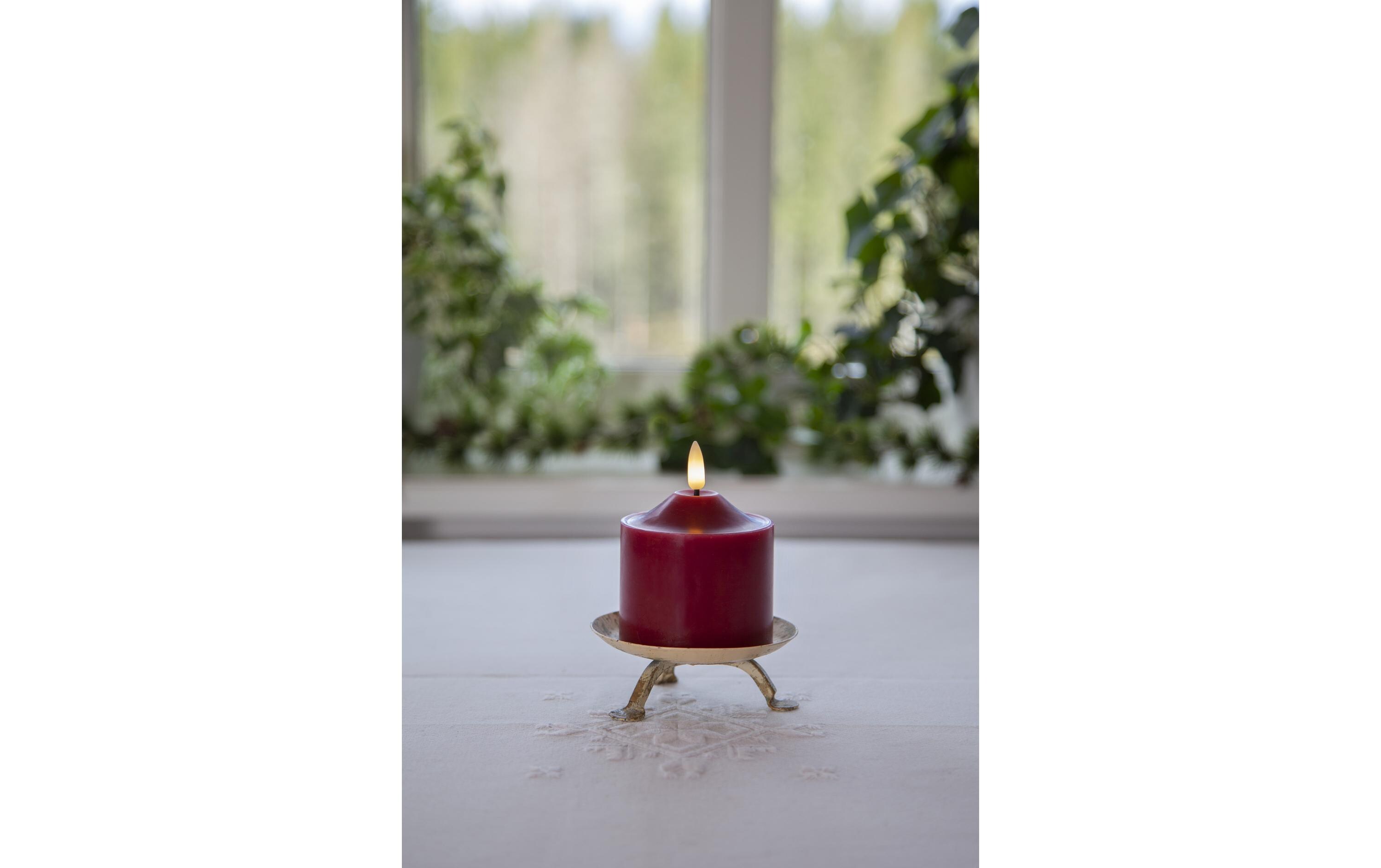 LED-Kerze Pillar Flamme, 9.5 cm, RotLED-Kerze für Innenbereich