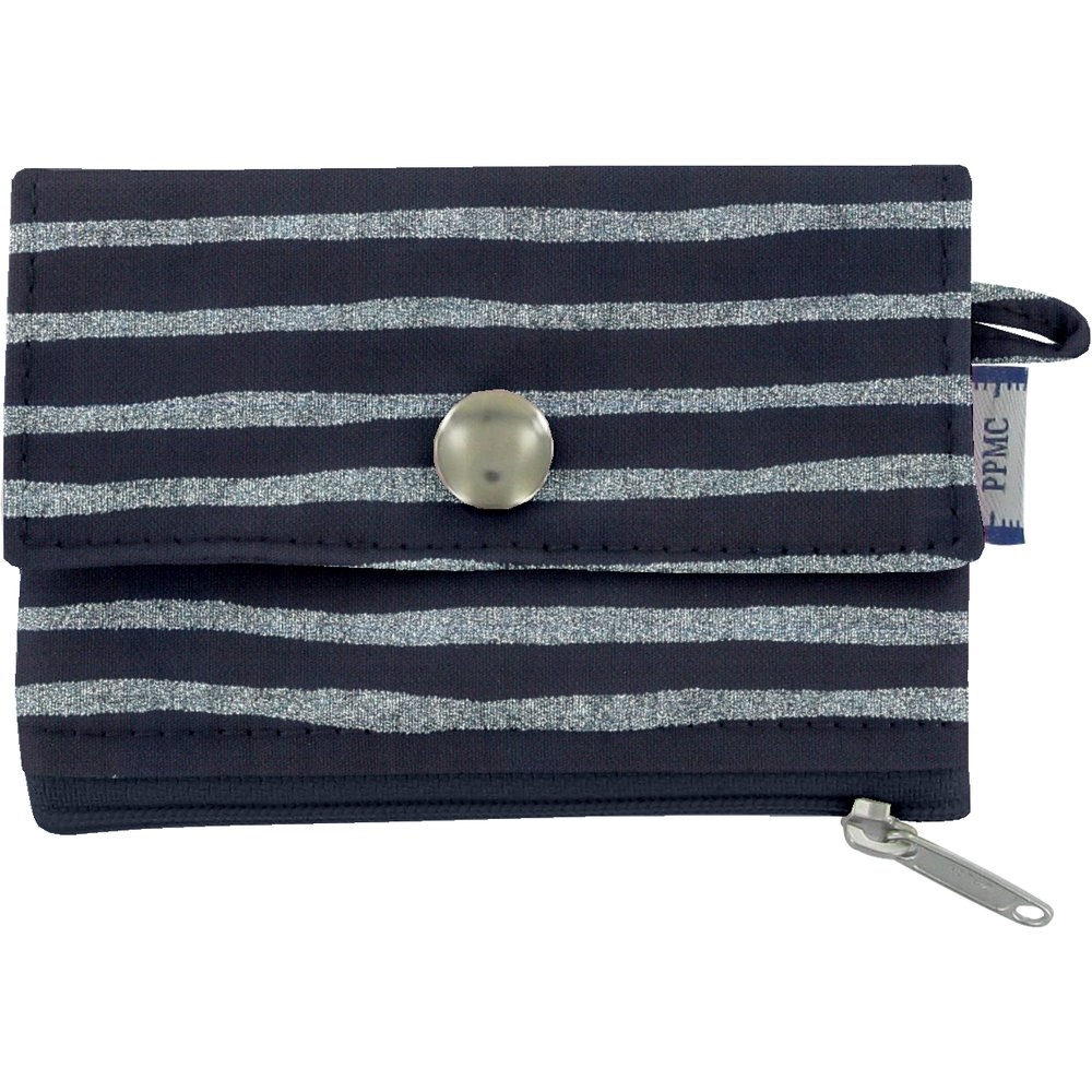 Mini Pochette Porte-Monnaie Rayé Argent Marine