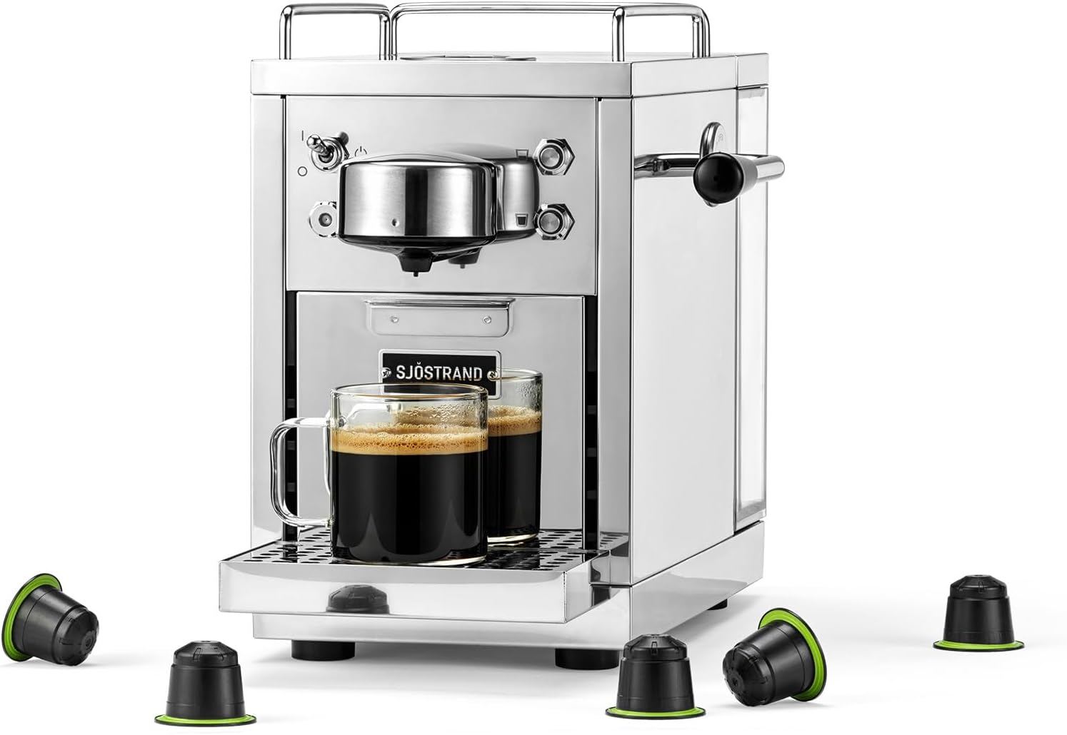 Sjöstrand The Original Espressomaschine - Nespresso-kompatibel, Edelstahlgehäuse, Skandinavisches Design