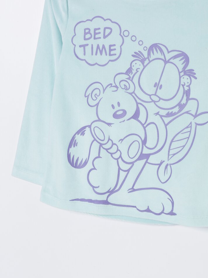 Conjunto de pijama de veludo Garfield - Nickelodeon - Azul-turquesa