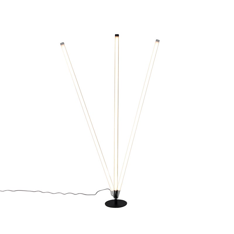 QAZQA - Moderne staande lamp, zwart, inclusief LED met touchdimmer, 3-traps dimfunctie - Line-up touchdimmer | Dimbaar | Woonkamer | Slaapkamer - Staal, langwerpig - | (niet vervangbaar) LED
