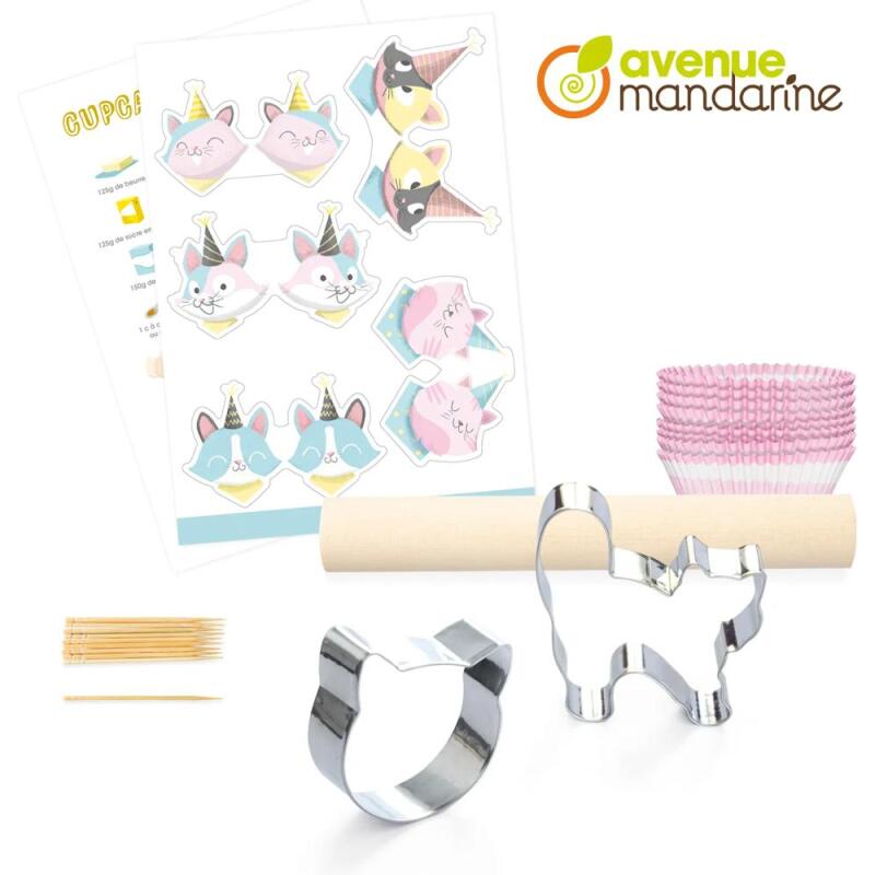 Boîte créative, Happy Cakes, Recettes et accessoires, Chats - Rose