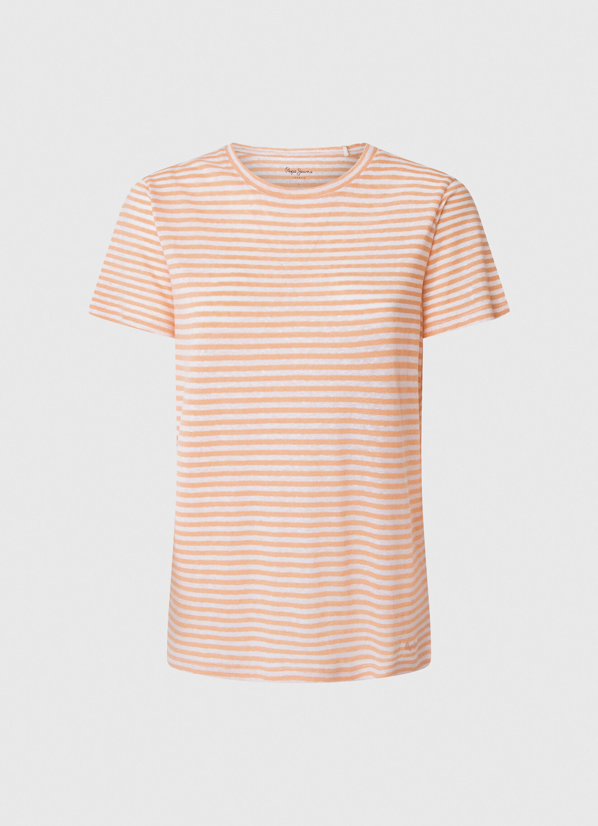 Camiseta com estampa de linho listrado - pêssego e laranja