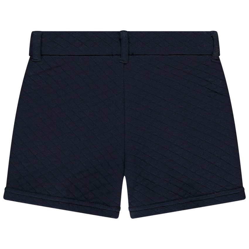Short en molleton effet matelassé avec broderie fleur pour fille - Bleu marine