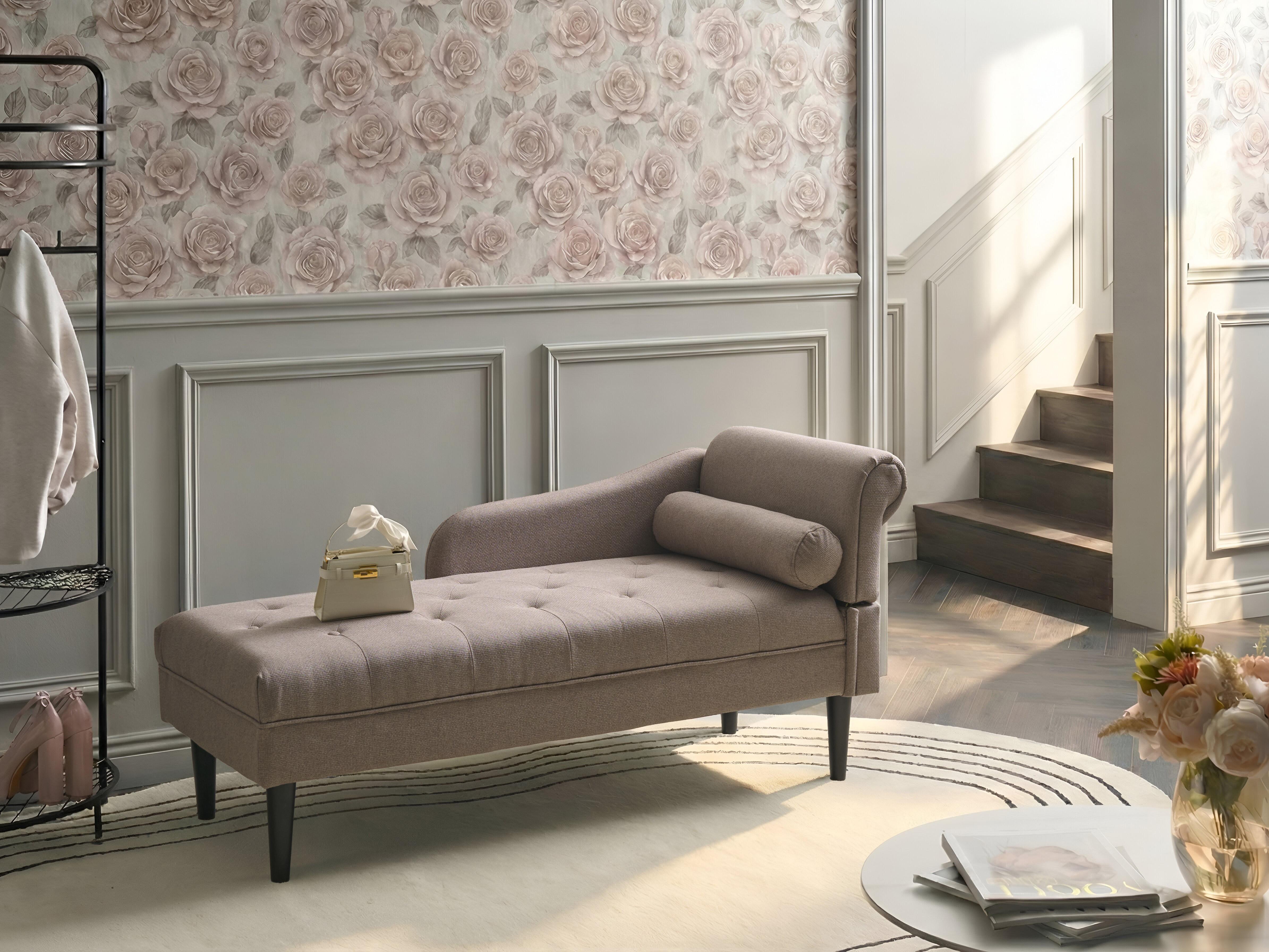 Rechtszijdige chaise longue YVOIRE Stof Taupe