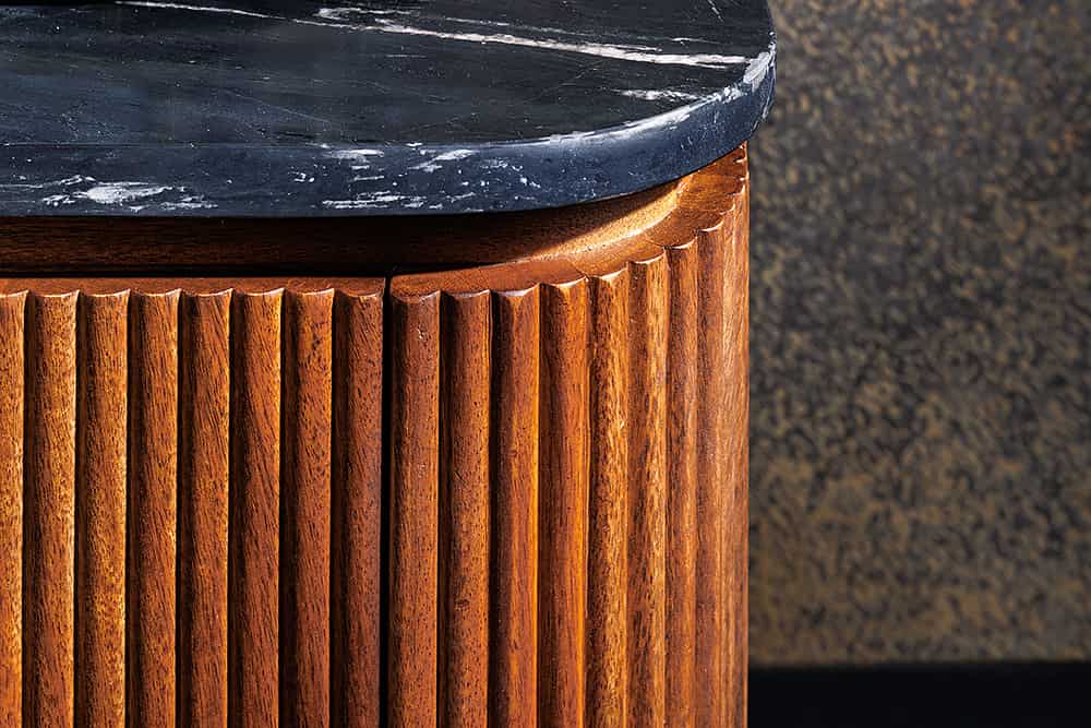 Design TV-Board GATSBY 160cm braun gold Mangoholz Marmor Metallgestell