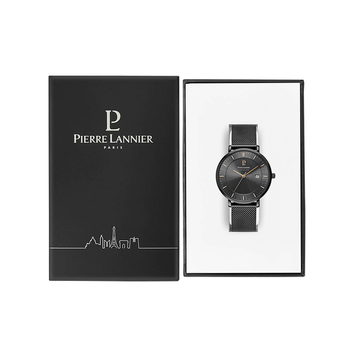 Montre Pierre Lannier homme solaire bracelet acier noir