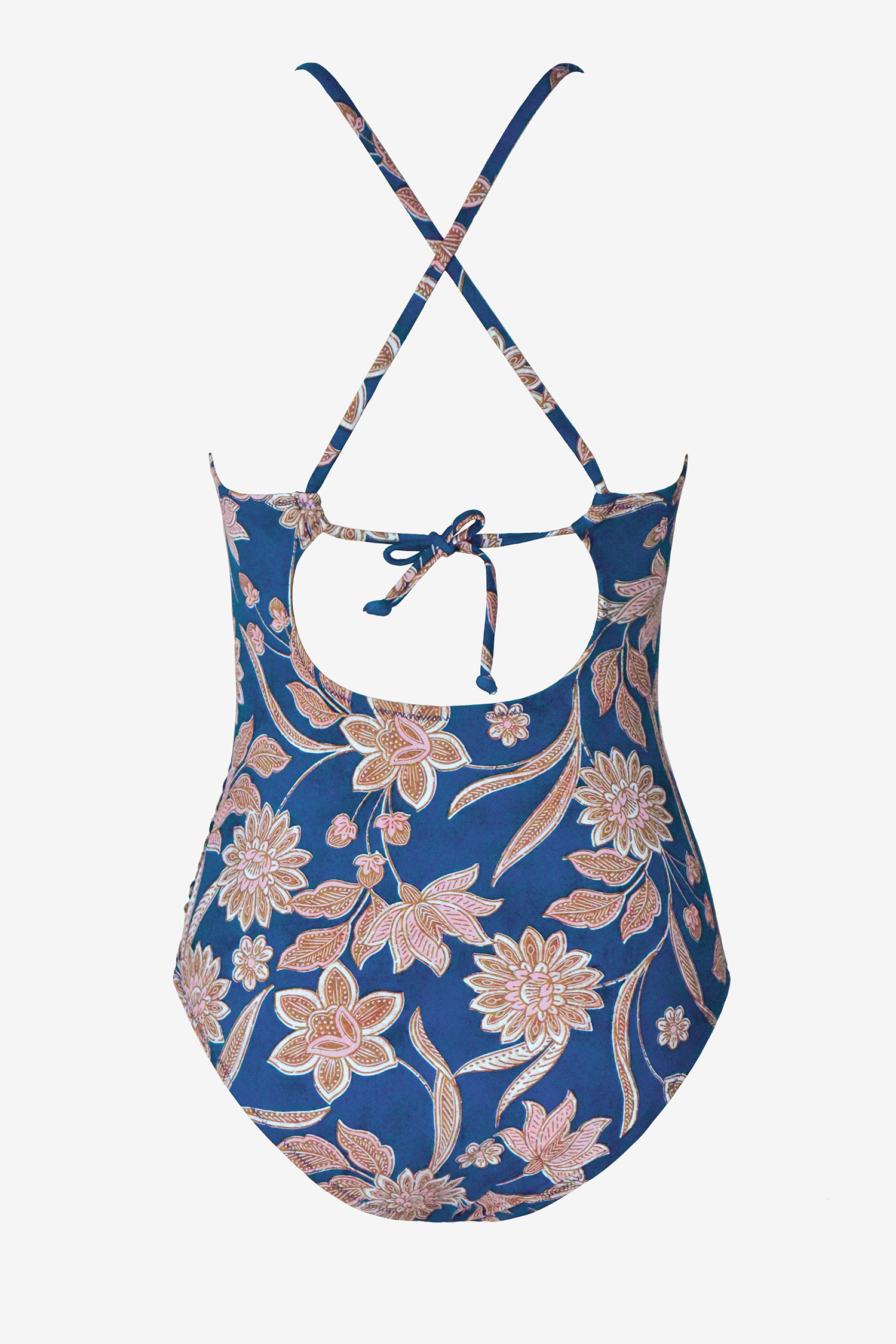 Maillot de bain une pièce à fleurs découpé et ruché