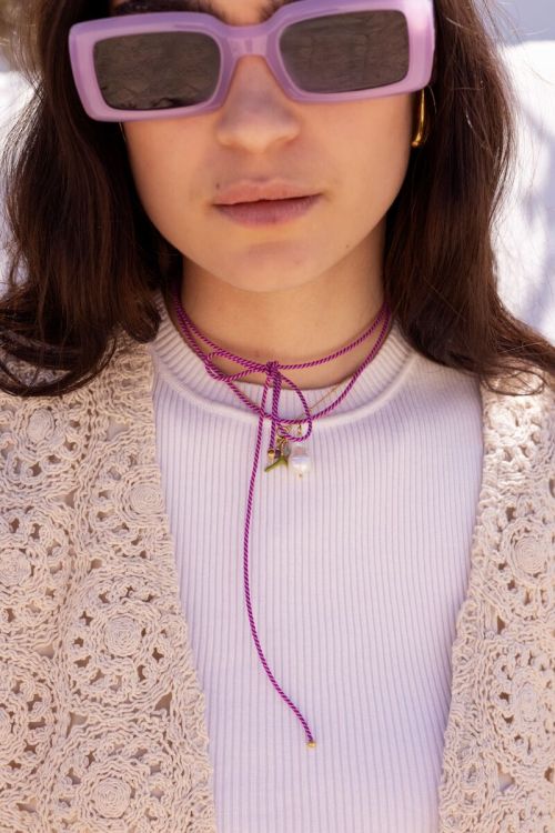 Sunrocks paarse touwketting met parel