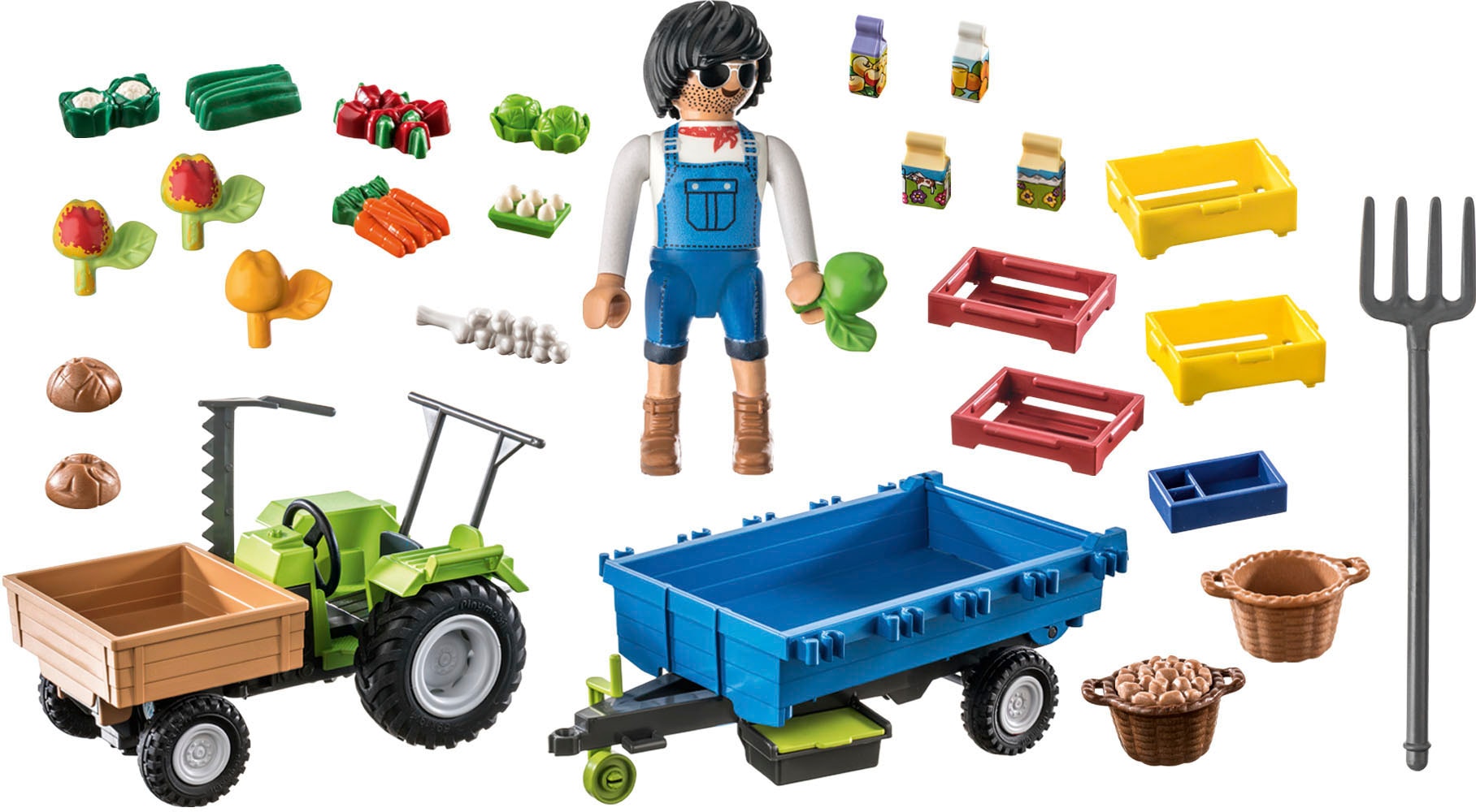Playmobil® Konstruktions-Spielset »Traktor mit Hänger (71249), Country« teilweise aus recyceltem Material; Made in Germany